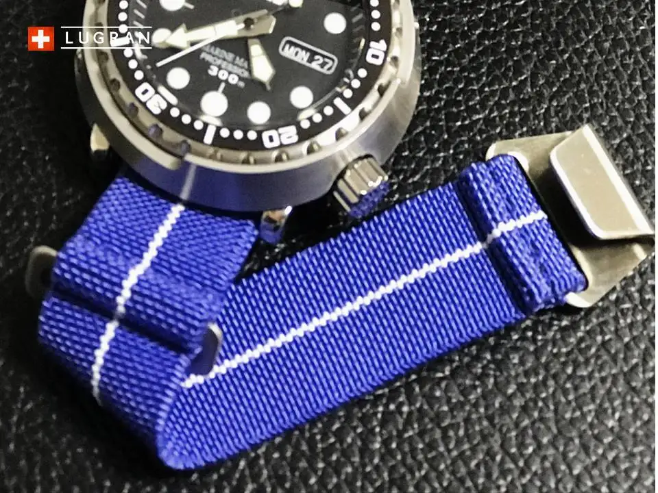 Blue -white line Lugran Parachute ремень Ver. Эволюция НАТО нейлон ремень ремешок эластичный ремешок для часов 20/21/22 мм 904 из нержавеющей стали - Цвет ремешка: Blue -white line