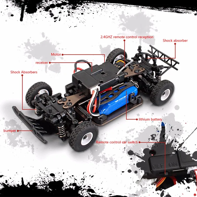 K999 rc автомобиль 1:28 внедорожник 2,4G Электрический четырехколесный пульт дистанционного управления автомобиль Черное золото шасси скорость 30 км RC Внедорожник