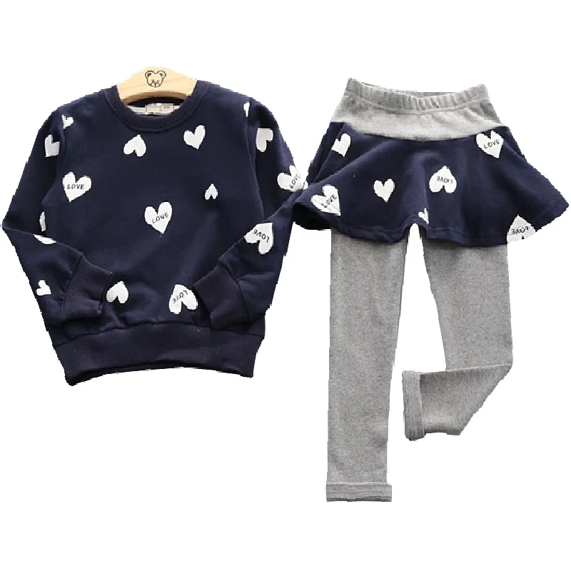 Костюм для девочек на весну и осень детская одежда футболка + штаны