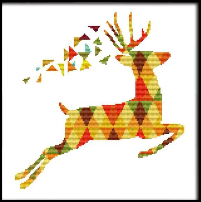 Joy Sunday семь цветов олень китайский Печатный холст вышивка крестиком набор для