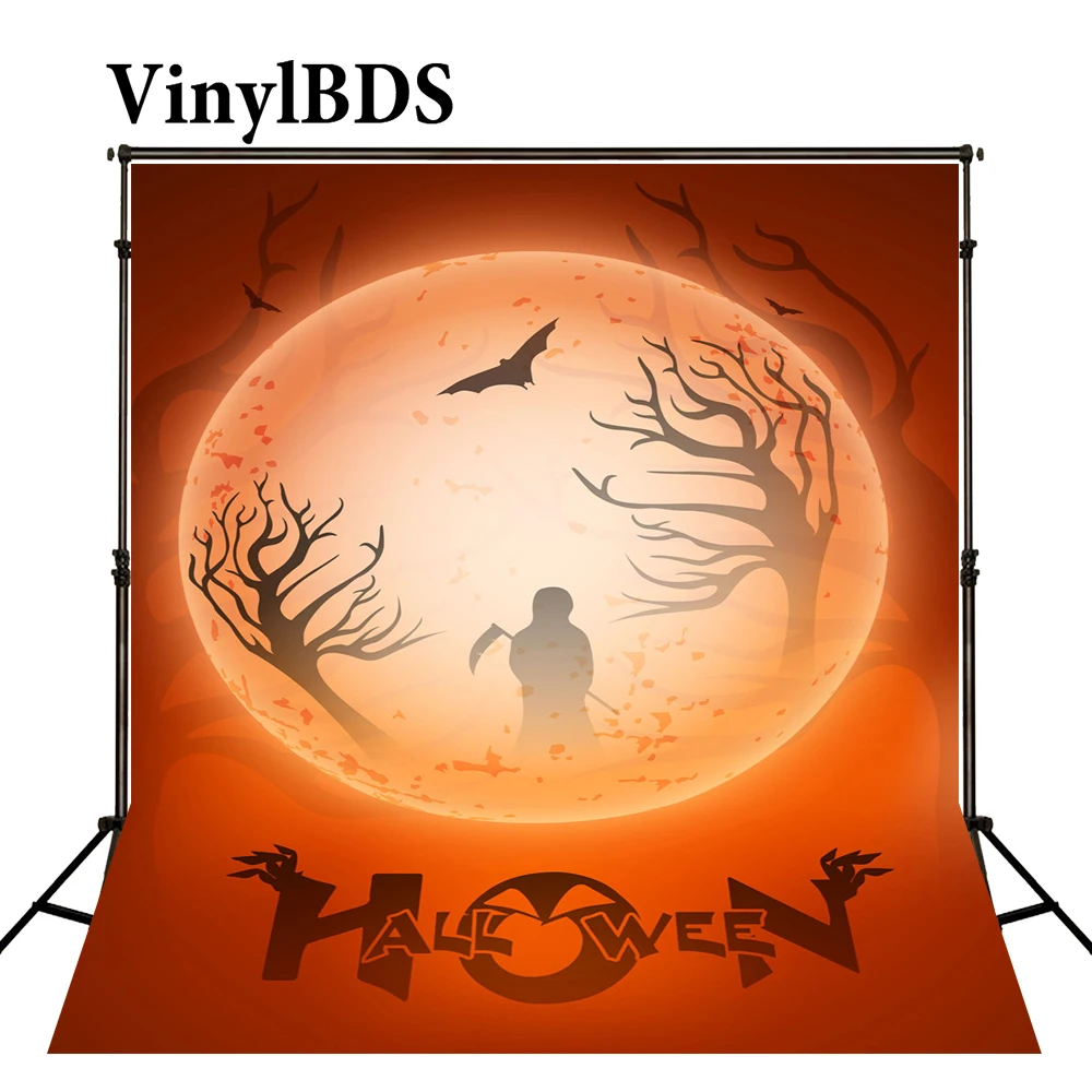 VinylBDS Хэллоуин фоны Красная Луна Небо летучая мышь дерево фон праздник Мрачный