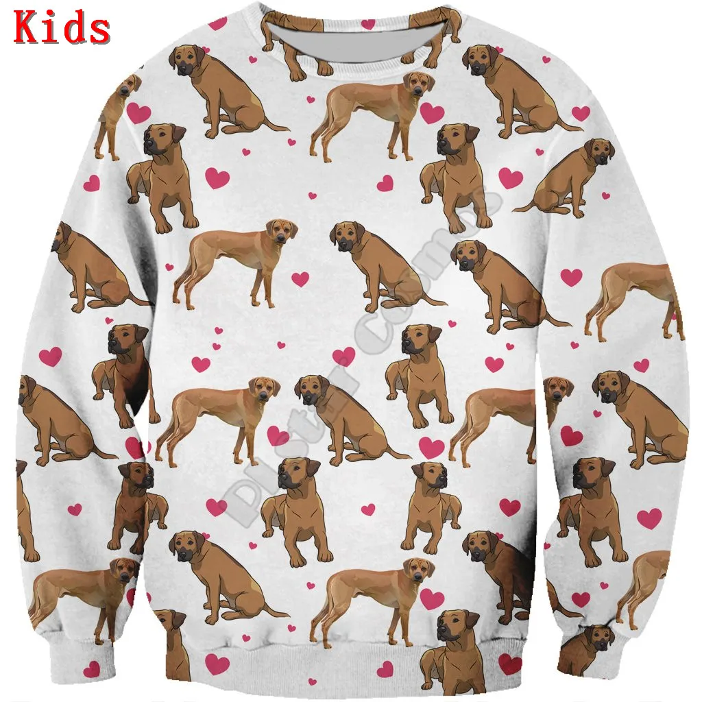 Love Cute Puggle 3d printed Hoodies Pullover Boy For Girl Long Sleeve Shirts Kids Funny Animal Sweatshirt 06