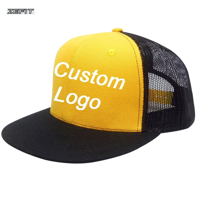 3D Private Personal Logo Full Close Back Snap Mesh Tennis Sun Hat Tour Team Ball Player Head Wear Baseball Custom Trucker Cap