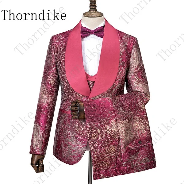 suit 13 Thorndike Новое поступление мужские костюмы темно-синий, с цветами напечатаны 3 шт. смокинг винтажные свадебные костюмы для шафера Terno Masculino - Цвет: suit 13