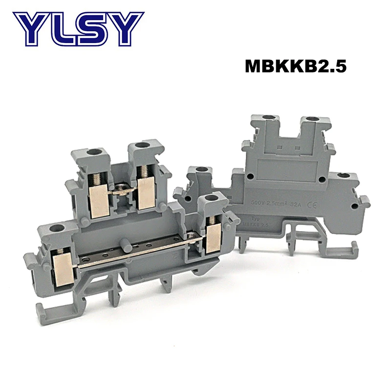 

2Pcs Din Rail Dual Row Screw Terminal Blocks MBKKB2.5 Morsettiera Electrical Wire Double Terminals Block Connector Bornier 24A