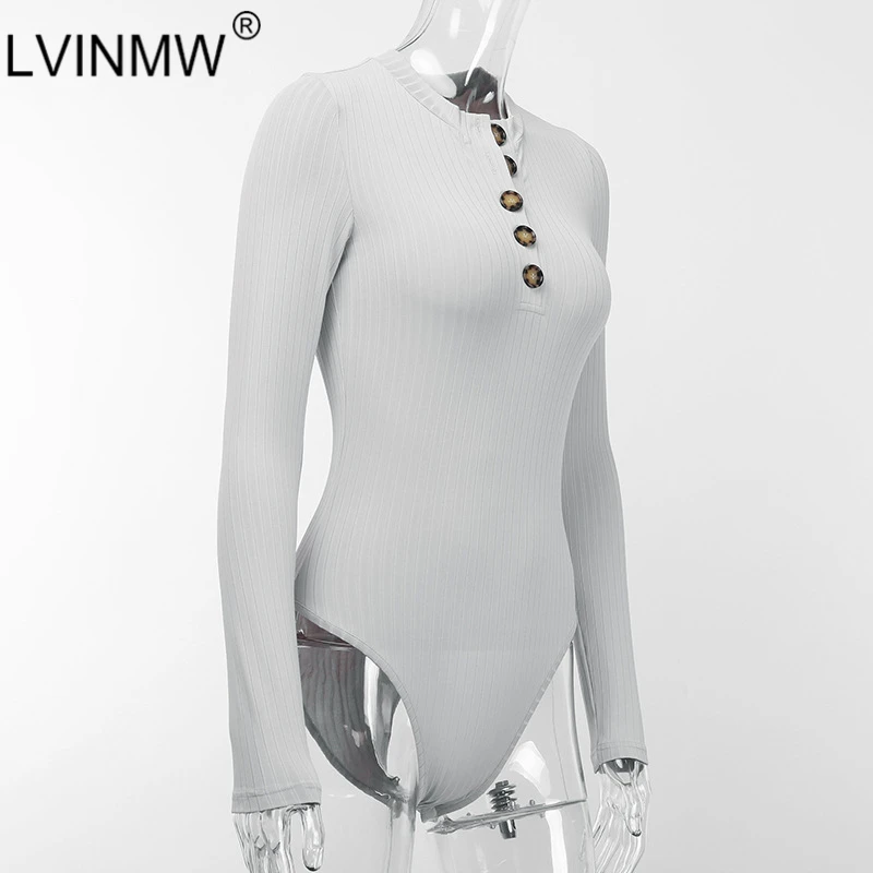 LVINMW сексуальный Одноцветный ребристый трикотажный комбинезон с длинным рукавом