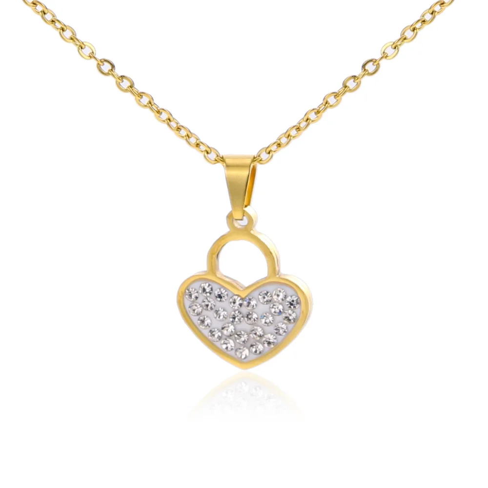 Ожерелье из нержавеющей стали с кристаллом в форме сердца регулируемое ожерелье