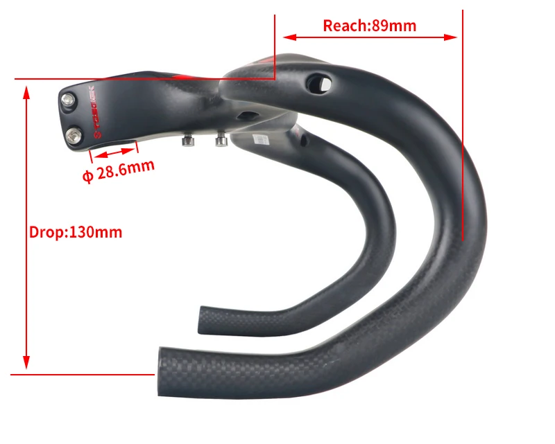 Дешево Черный/красный матовый полностью из углеродного волокна Интегрированный руль для дорожного велосипеда T800 ручка для велосипеда изогнутые с...