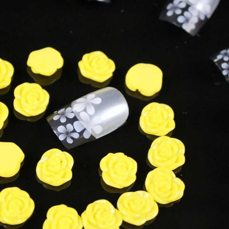 

100pcs/200pcs Mix 3D Rose Imitation-Pearl Petal Flowers Arylic Bow Tie Nail Art Rhinestone Gems Decorations Manicure DIY Tips