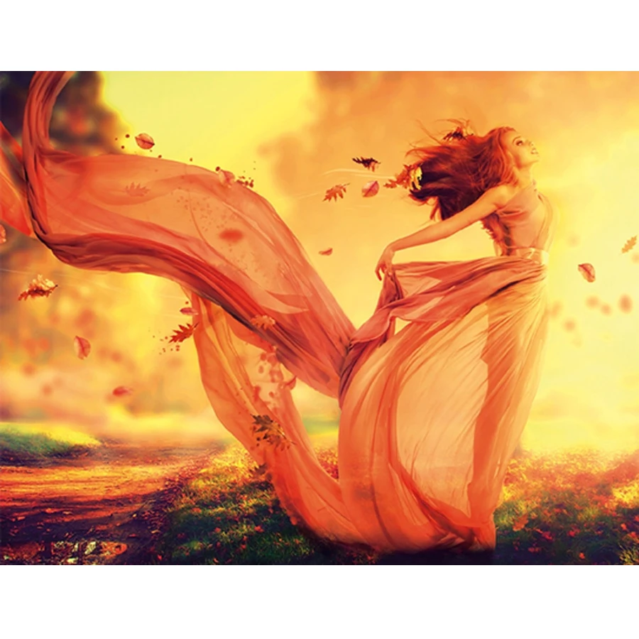 

5D DIY Diamond Painting Sunset Girl Autumn Scenery Cross Stitch Kit Full Square Round Drill Diamond Embroidery Mosaic Decoration