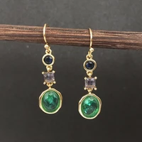 vintage small dangle earrings for women gold color stone zircon water drop earring purple green vintage ethnic indian jewelry