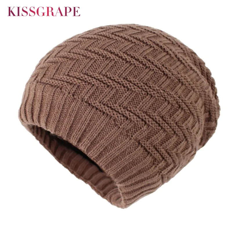 

New Men's Fleece Lined Beanie Hat Knit Wool Warm Winter Hat Thick Soft Stretch Hat For Men Fashion Skullies & Beanie Caps Solid