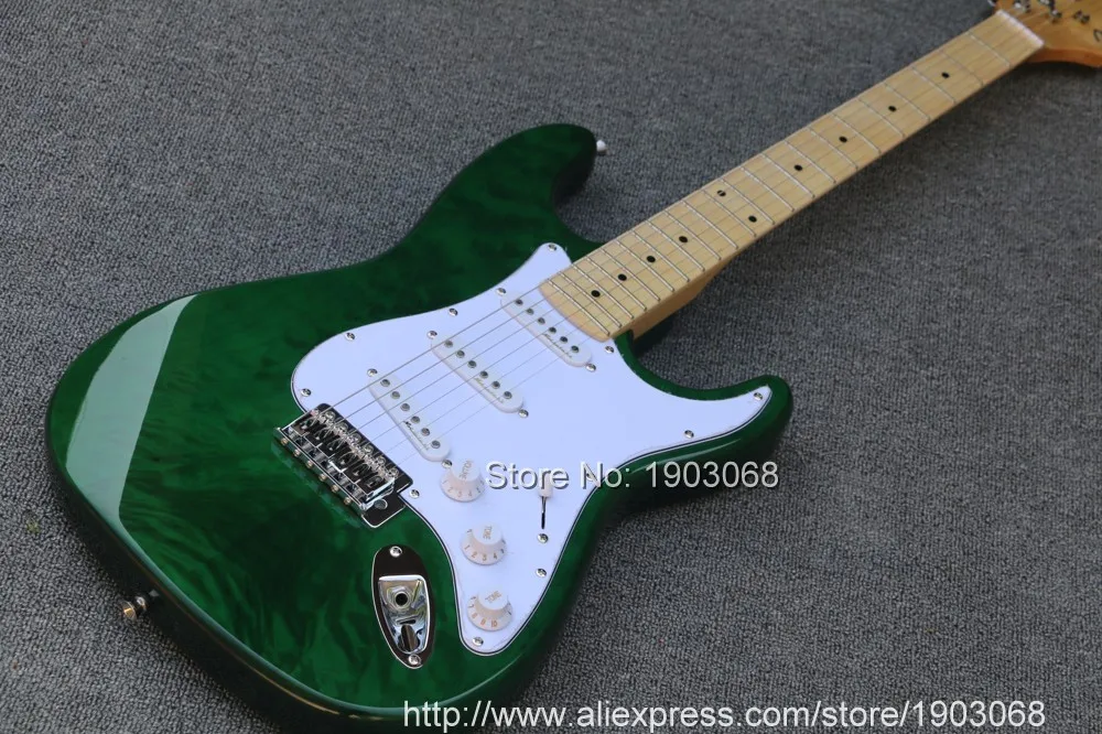 2021 ling up custom green ST электрическая гитара Кленовая подставка пользовательский