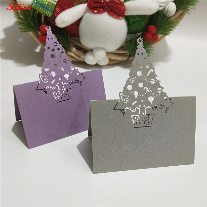 Горячая распродажа 10/50/100 искусственная Лазерная вырезка полая елка форма