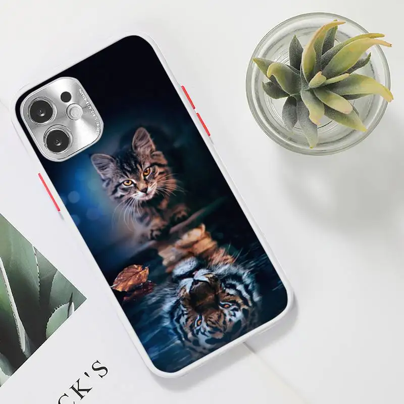 

Cat tiger dog lion Phone Case Clear matte transparent For white iPhone 7 8 x xs xr 11 12 pro plus max mini Funda