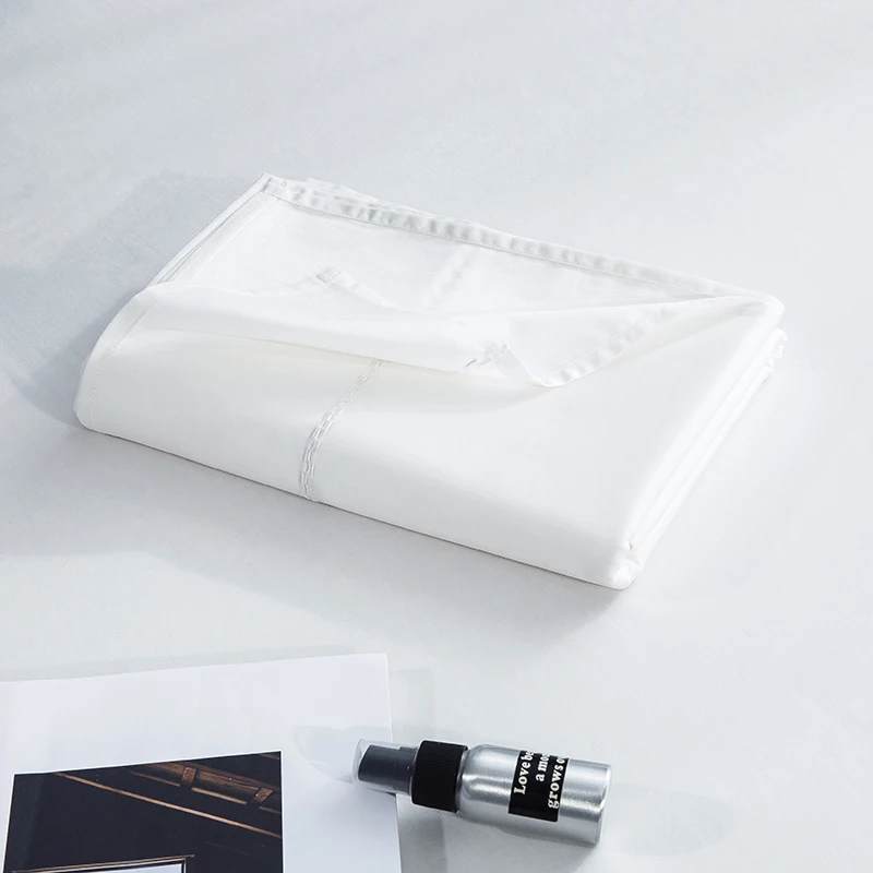 Простыня из египетского хлопка однотонная Мягкая Наволочка с вышивкой 600TC для