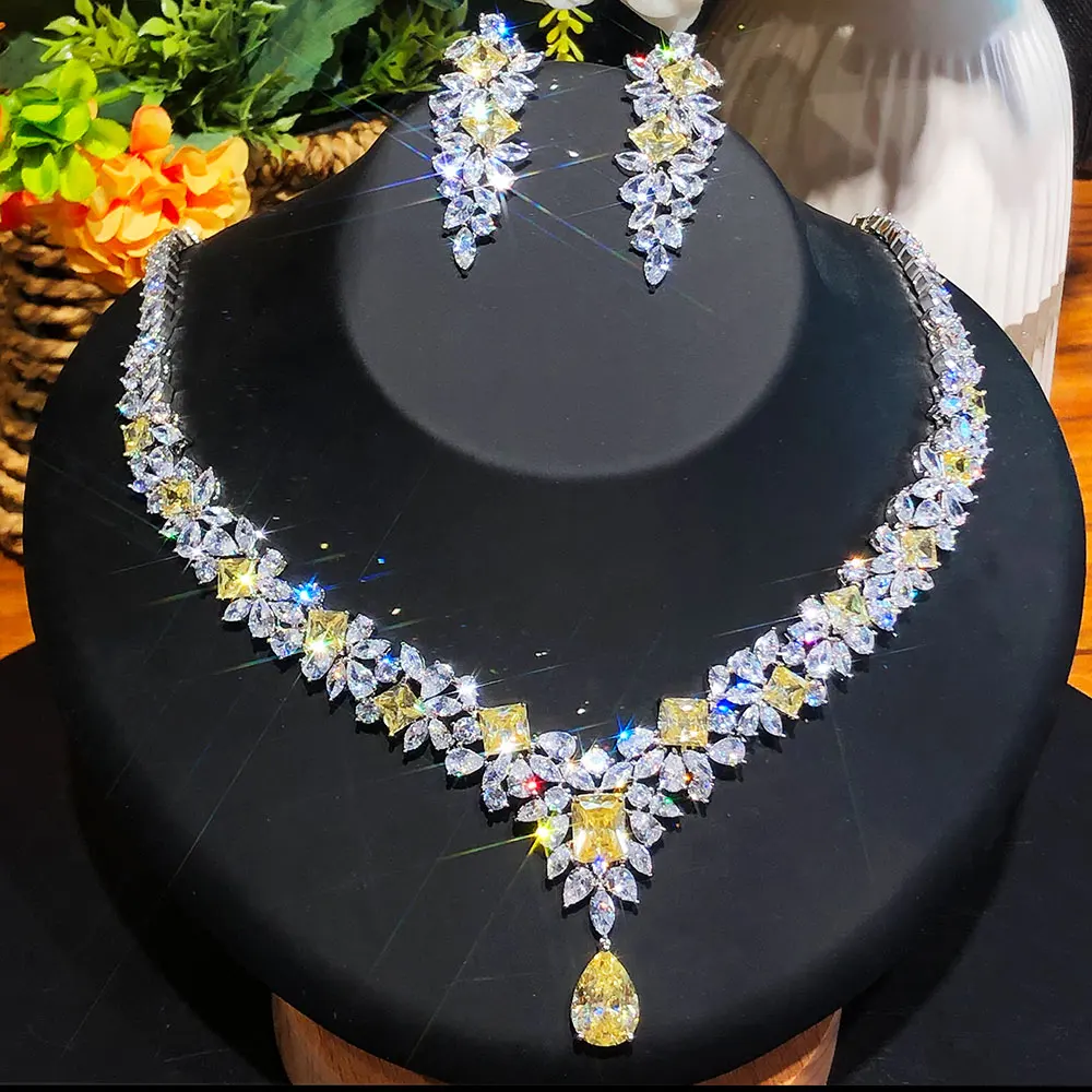 GODKI роскошный набор украшений для женщин из 2 предметов на свадьбу с желтым