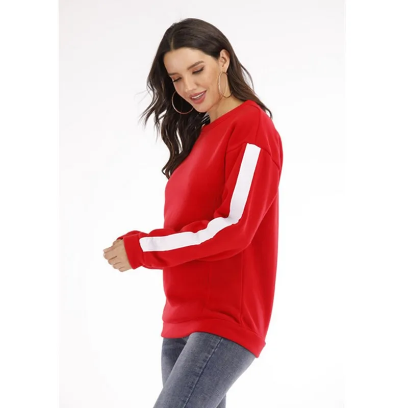 Женский пуловер в полоску Свободный с длинным рукавом и круглым вырезом