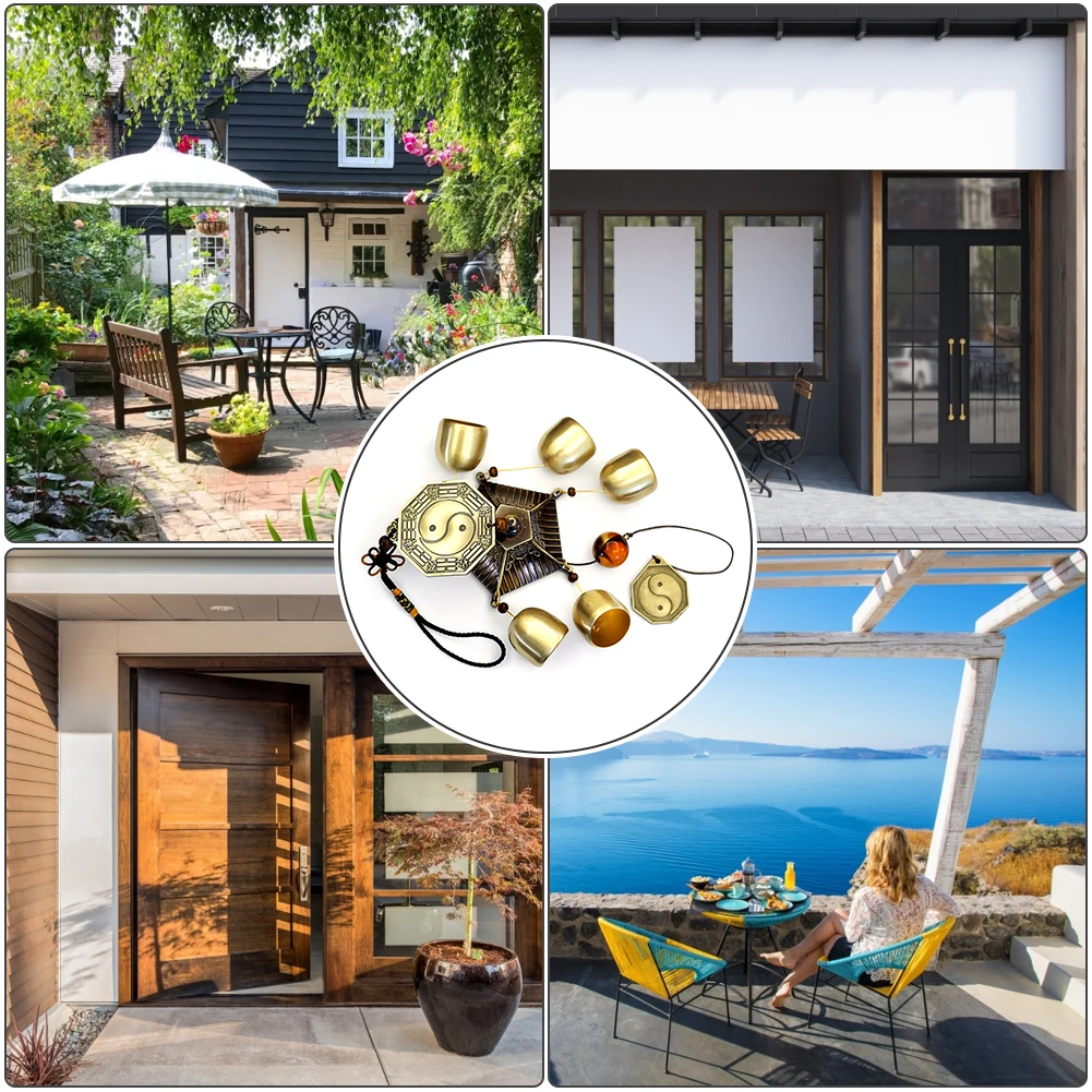 Колокольчик Lucky Wind Chime s фэн шуй восемь триграмм Чистый медный колокольчик хороший