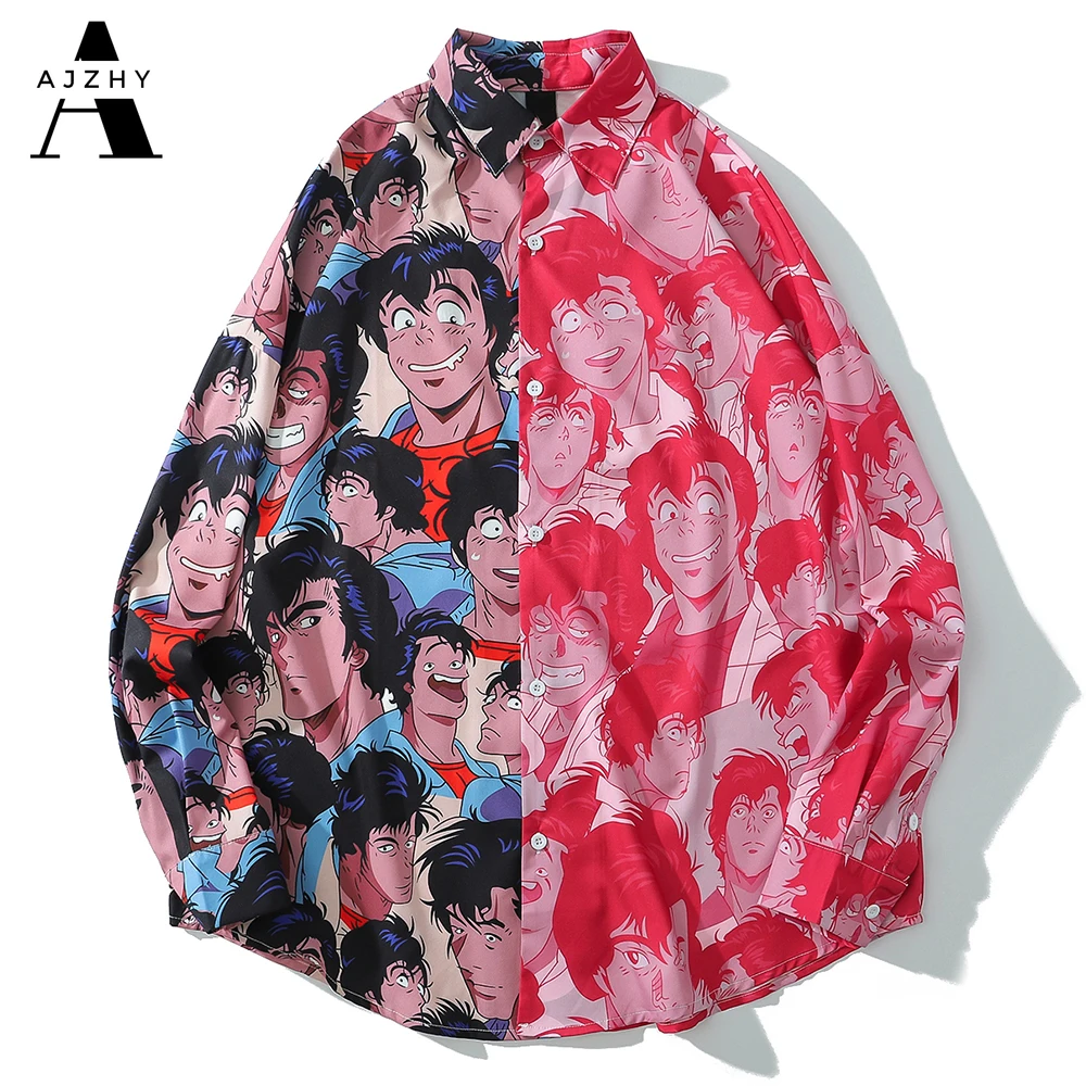 

Рубашка мужская оверсайз с длинным рукавом, составного кроя