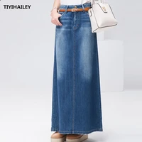 tiyihailey free shipping 2020 new fashion long maxi denim jeans skirt spring and autumn a line plus size s xl blue casual