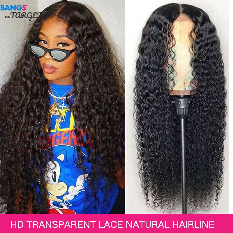 

13X6 Lace Frontal Wigs Kinky Curly Hd Transparent 180% Density 100% Brazilian Remy Human Hair Pre Plucked With Baby Hair Remy