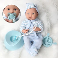 16 inch lifelike newborn waterproof bebe reborn doll for toys kids 40cm simulation soft silicone pacifier chain education dolls