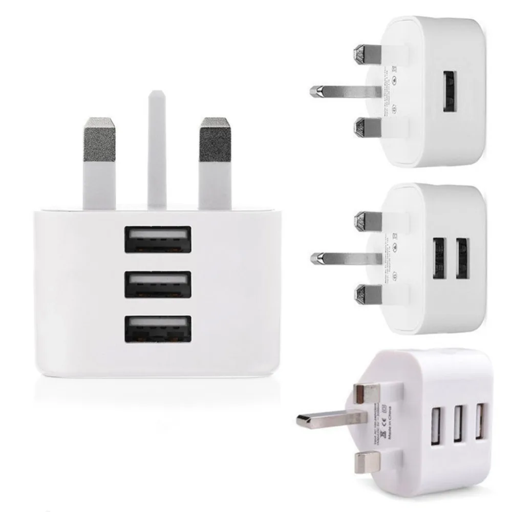 

Mains 3 Pin Plug USB Adaptor Wall Charger Travel Charging Cable For Iphone Samsung UK #279221