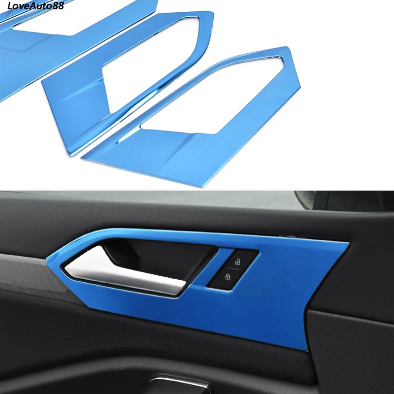 4PCS/set Car Interio Door Panel Handle Pull Trim Cover Sticker For Volkswagen VW Jetta MK7 2019 2020 2021 Accessories | Автомобили и