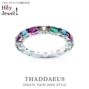 Женское Королевское кольцо с разноцветными камнями, свадебные комплекты в европейском стиле, модные хорошие ювелирные изделия для женщин, 2018 подарок из серебра 925 пробы