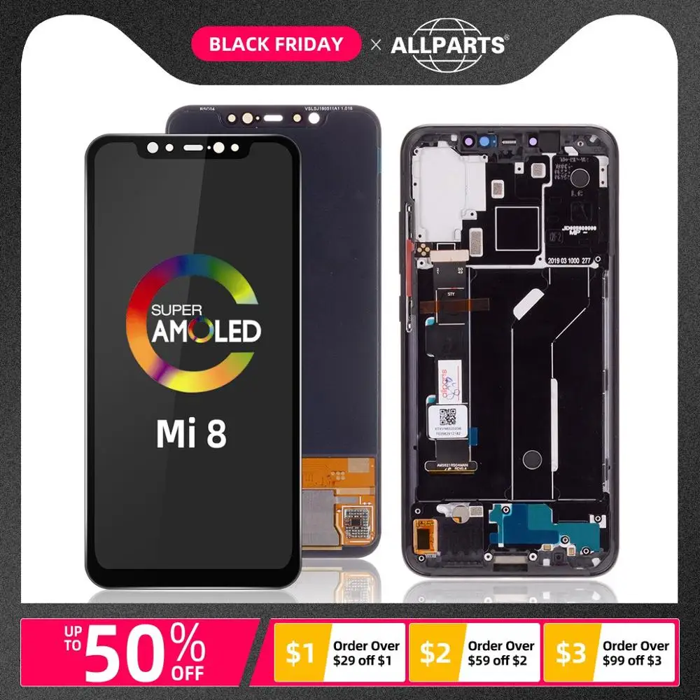 Дисплей для Xiaomi Mi 8 LCD в сборе с тачскрином 6.21'' черный