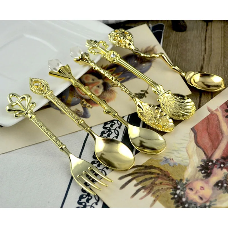 Винтажная вилка из цинкового сплава с хрустальной головкой столовая посуда AUG889 6