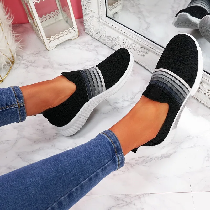 Спортивная Осенняя женская обувь CREEPERS на плоской подошве для пробежки без