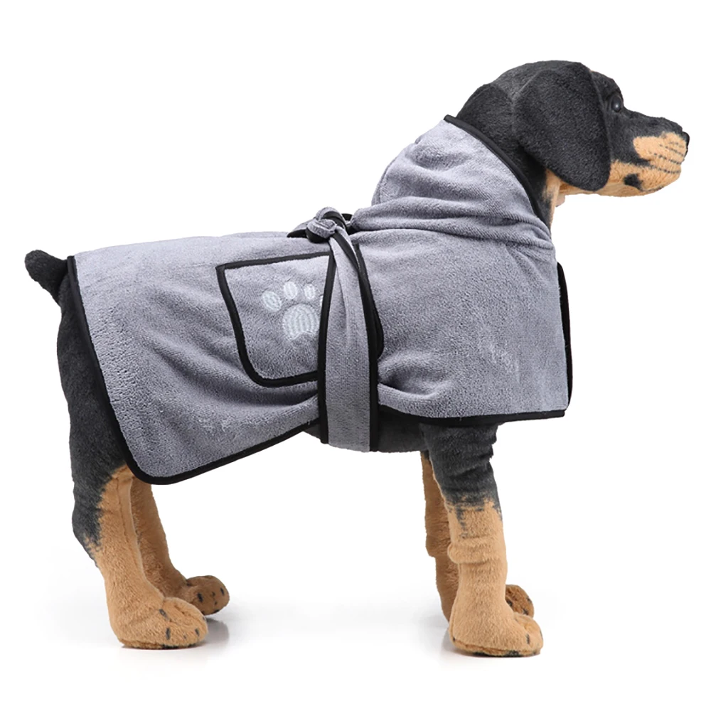 

Pet Towels Dog Bathrobe Soft Quickly Absorbing Water Fiber Pet Drying Towel Robe with Hat Grooming Dog Clothes Pet Bathrobe