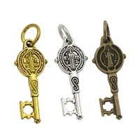 200pcs saint benedict medal cross smqlivb key religious charm beads 9 4x24mm pendants alloy metal jewelry t1687