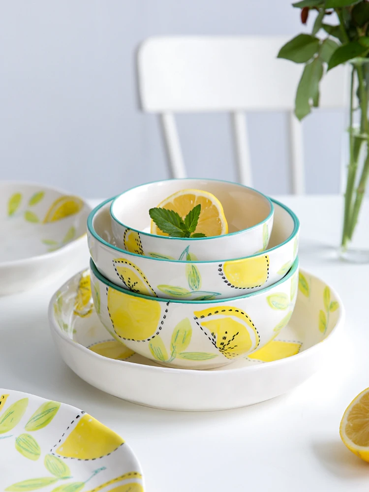 Лимон керамическая посуда тарелка домашнее блюдо миска для еды суп лапша |