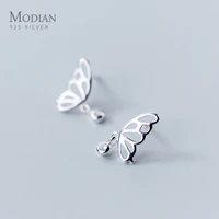 modian fashion hollow butterfly clear cz stud earrings for women authentic 925 sterling silver orecchini fine jewelry 2020 new