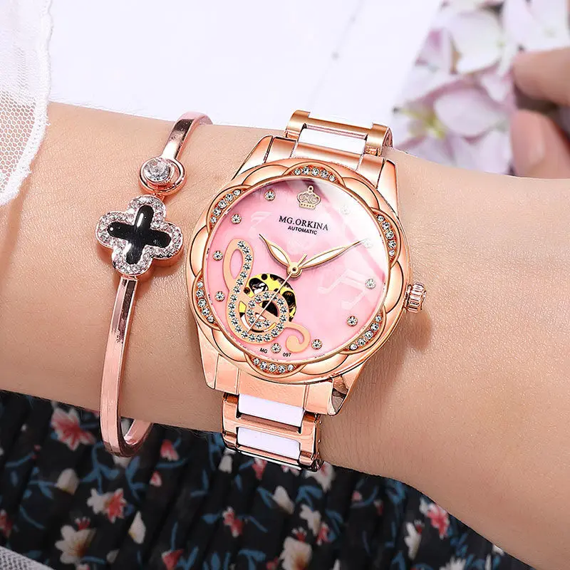 

New genuine brand watch women's mechanical watch simple temperament student waterproof summer crowd light luxury watch