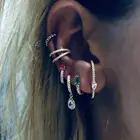 Маленькие серьги-кольца в форме капли, 5 цветов, свой камень цирконий