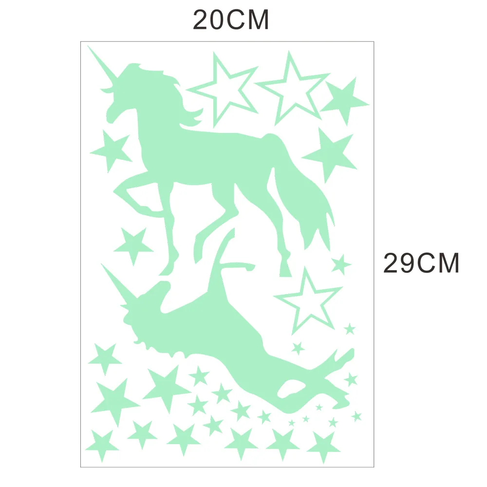 Светящиеся наклейки на стену в виде единорога для детской комнаты домашний декор