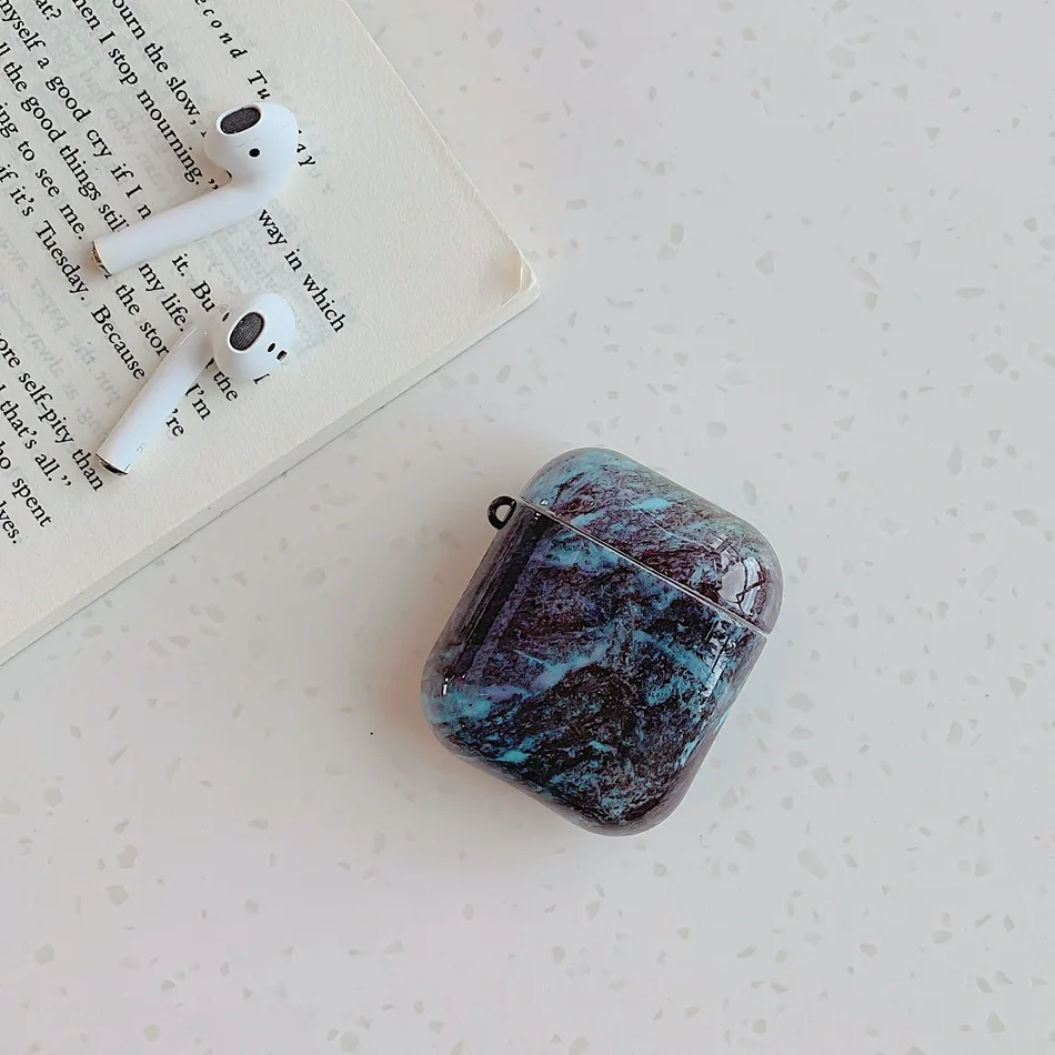 Роскошный Мраморный чехол для Airpods аксессуары наушников Air Pods Жесткий Чехол из