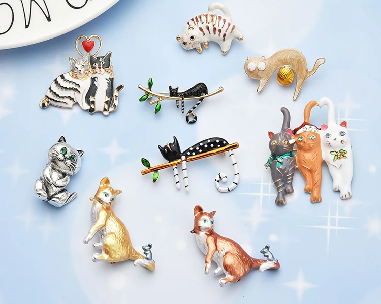 Wuli&baby Эмаль Черный кот, играющий с мячом Броши животное Банкетная, праздничная брошь булавки для женщин и мужчин подарки на год