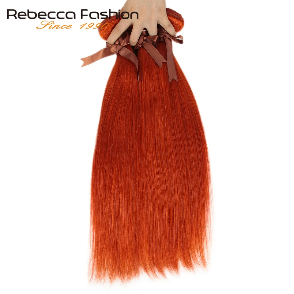 Rebecca Orange пряди волос бразильские Прямые Remy человеческие волосы для наращивания