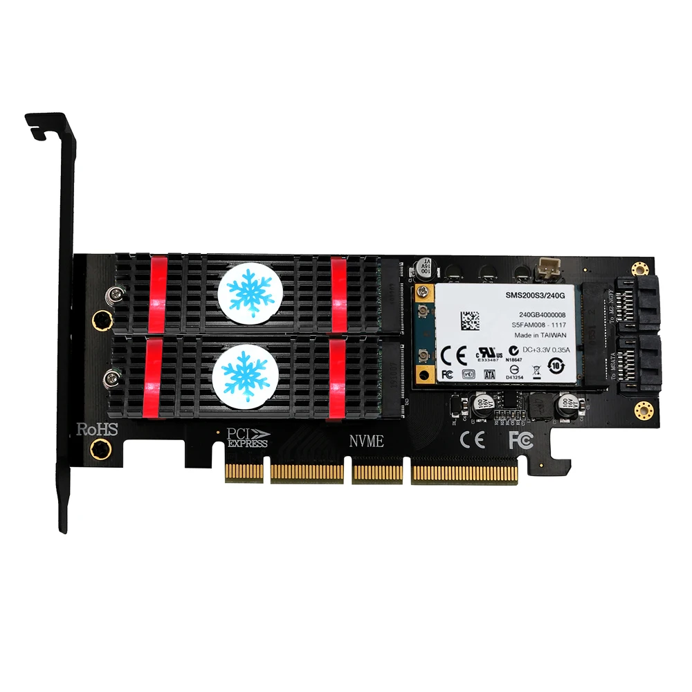 QINDIAN NVME M.2 NGFF MSATA SSD PCI Express Riser Card E PCIE to M2 адаптер Raiser SATA охлаждение|Платы расширения|