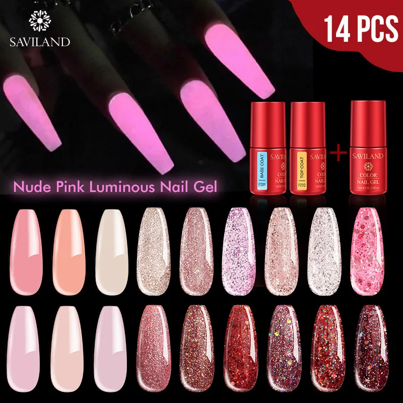 Ярко розовый лак для ногтей SAVILAND полуперманентный УФ Гель дизайна Блестящий