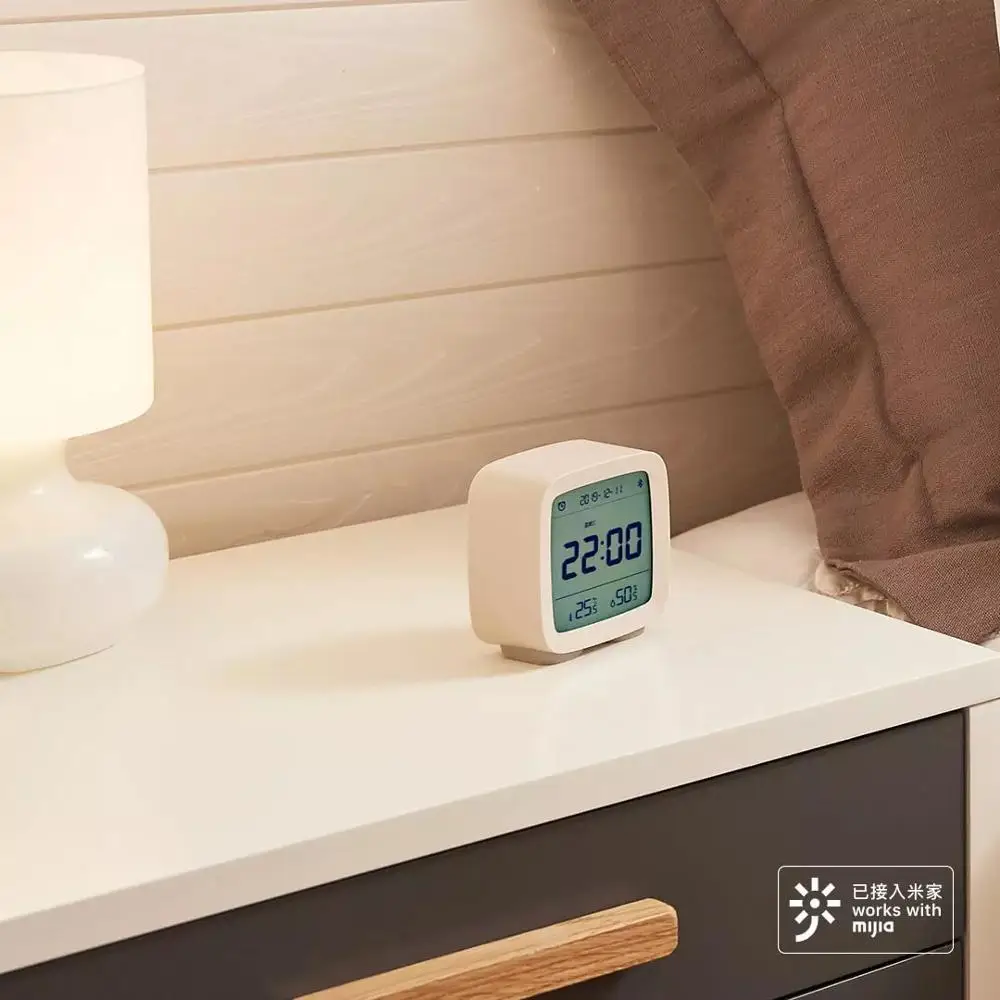 Youpin Qingping Bluetooth Temperature Humidity Sensor Night Light LCD Alarm Clock work Xiaomi Mi home Mijia App Thermometer | Электроника