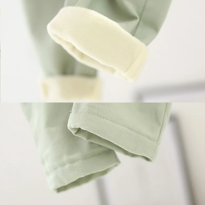 Хлопковые Теплые повседневные штаны для маленьких мальчиков и девочек зимние