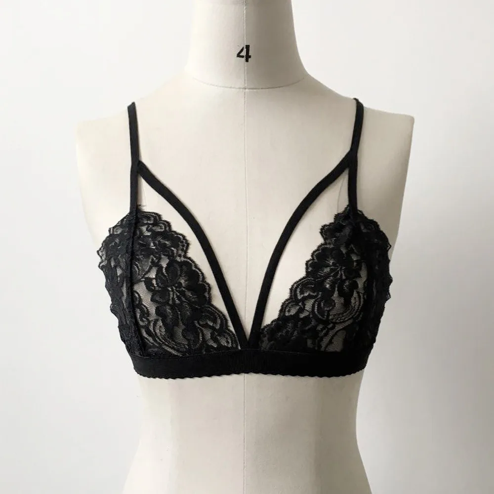 

New Ladies Hot Sale 2021 Sexy Women Ladies Lace Hollow Strappy Push Up Bra Cage Crop Top Bustier Vest