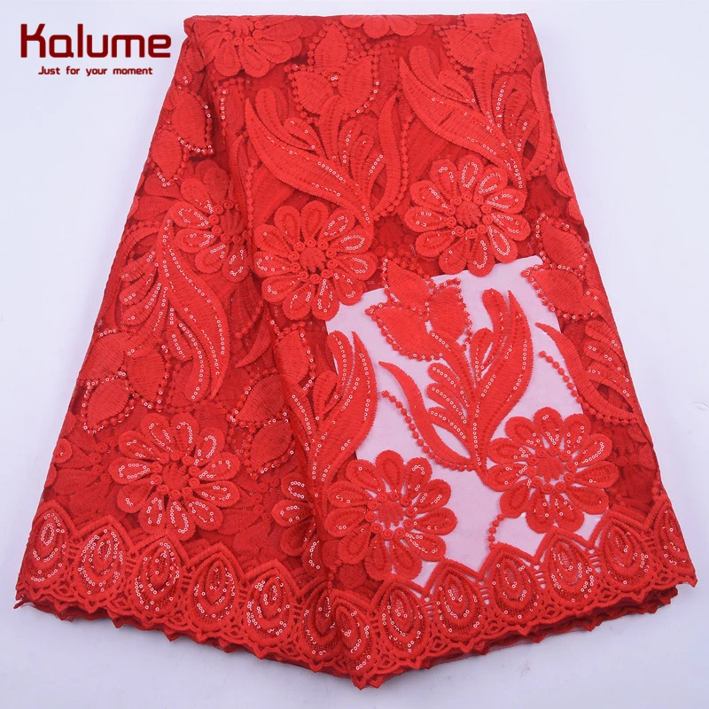 

Kalume Peach African Lace Fabric High Quality French Milk Silk Lace Fabric With Sequins For Nigerian Wedding Party Fabrics F2144