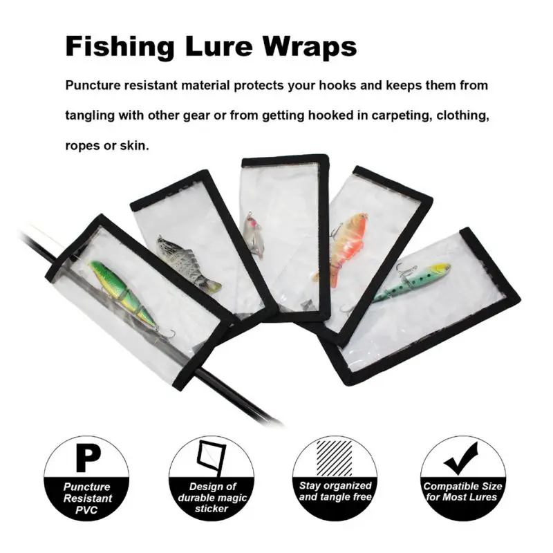 

1PC Fishing Lure Cover Lure Wrap Lures Protective Covers Clear PVC Hook Wraps For crankbaits spoons spinner baits